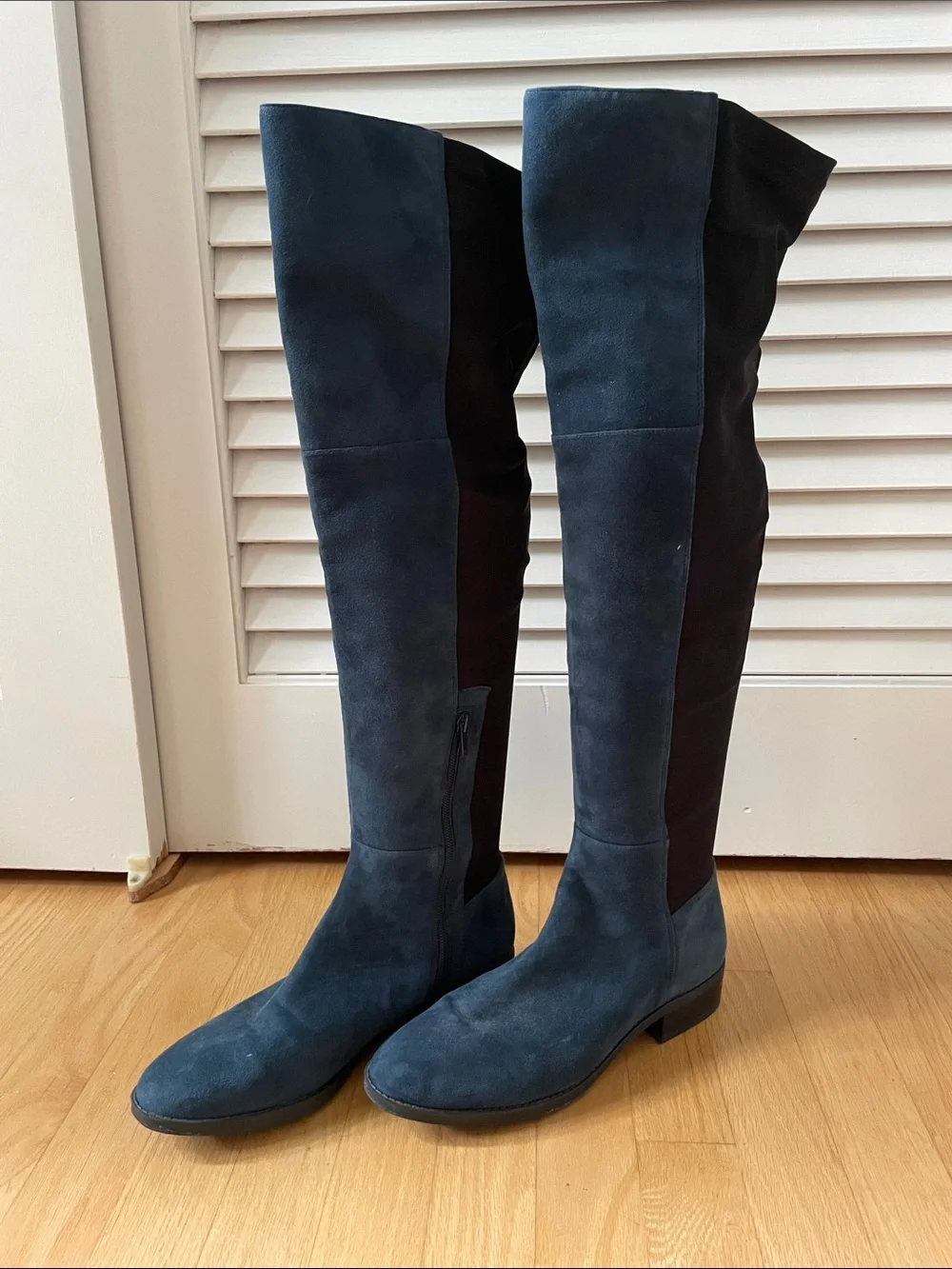 Vince Camuto Navy and Black Over-the-Knee Suede Boots